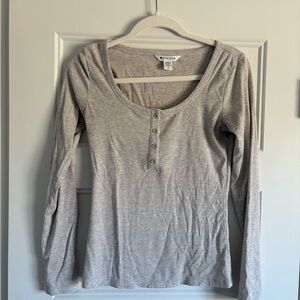 Athleta long sleeve ribbed Henley, oatmeal color, size small